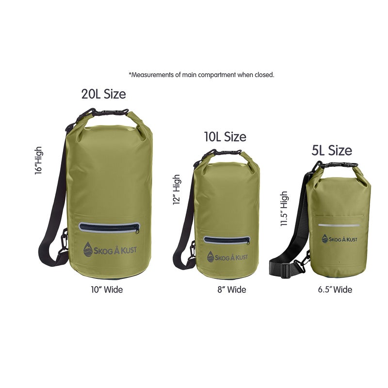 Skog Ã… Kust DrySak - Roll Top Waterproof Bag for Travel & Outdoors - 20L Army Green - Image 5